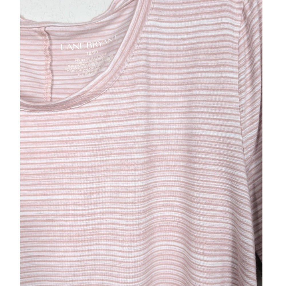 Lane‎ Bryant T-Shirt Womens 18/20 Pink Striped Short Sleeve Scoop Neck Casual